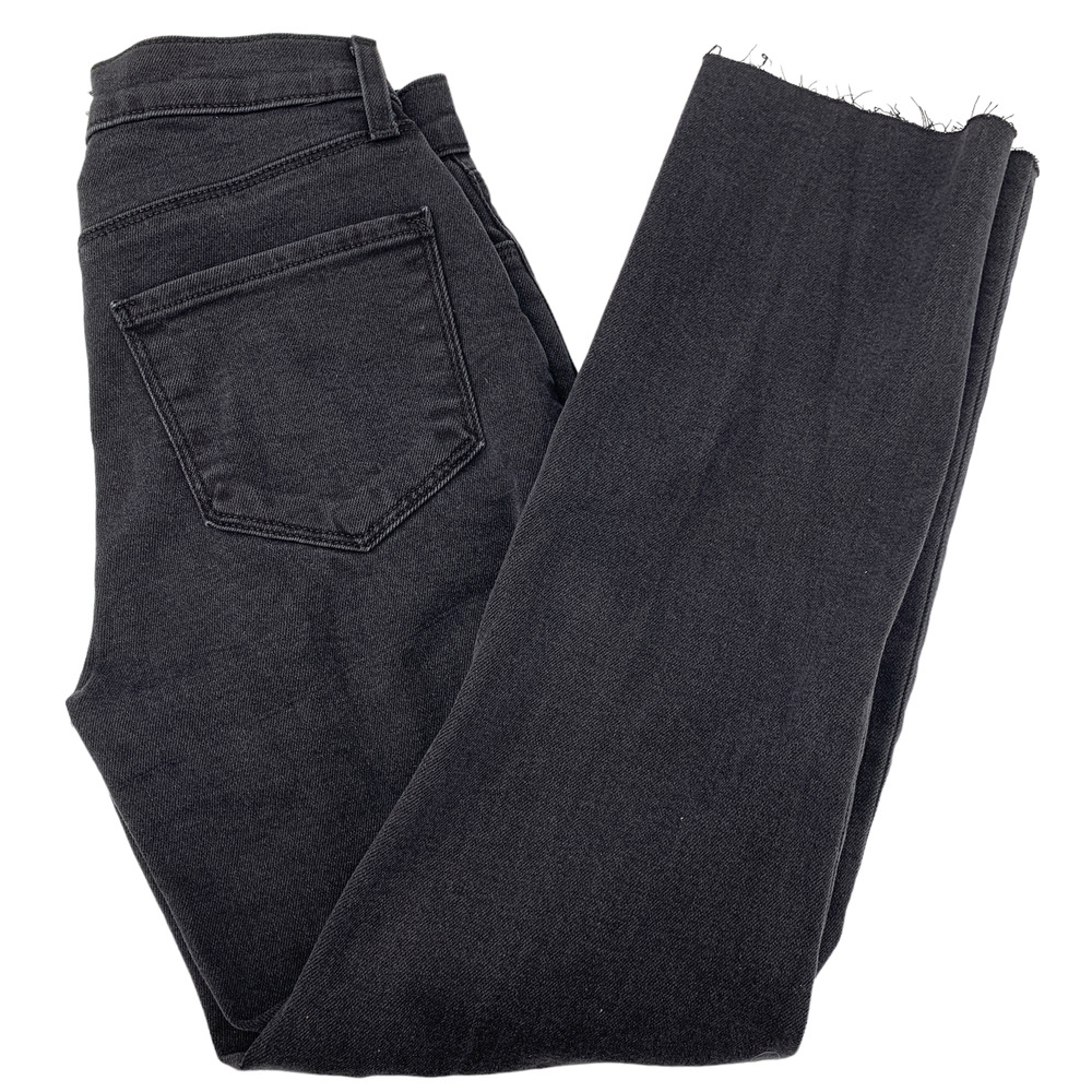 L'AGENCE High Rise Sada Straight Leg Jeans Size 30 Slim Cropped Black NEW $255 - Picture 4 of 8